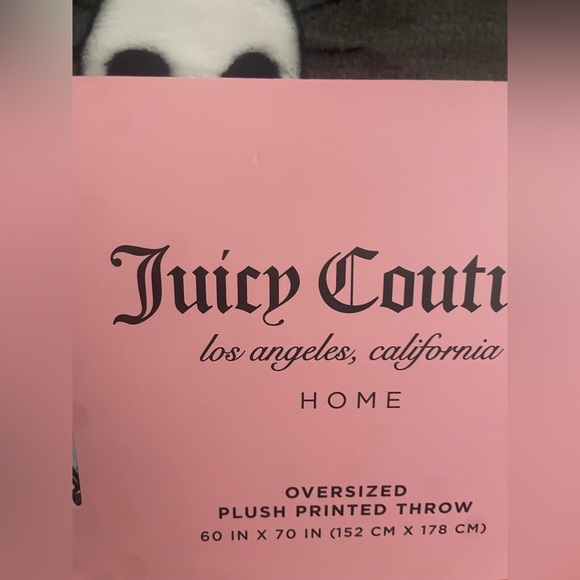 Juicy Couture Halloween Black Grey Pink Bows Skulls Bats Blanket 60x70 oversized - Picture 2 of 5